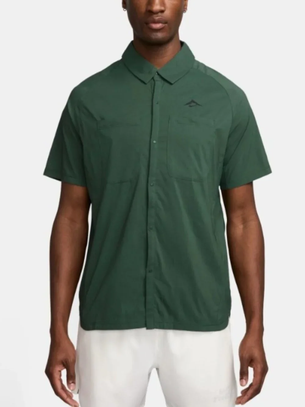 Nike Trail UPF 40+ DRI-FIT ADV UV Button Up Running Shirt Green HV2164-323 (S)